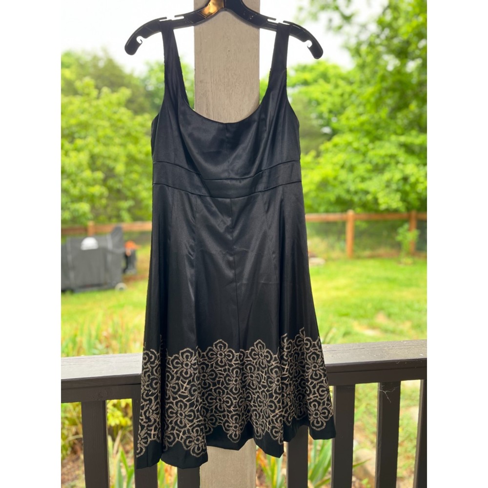 Nine West Little Black Dress with embroidered hem, Size 8